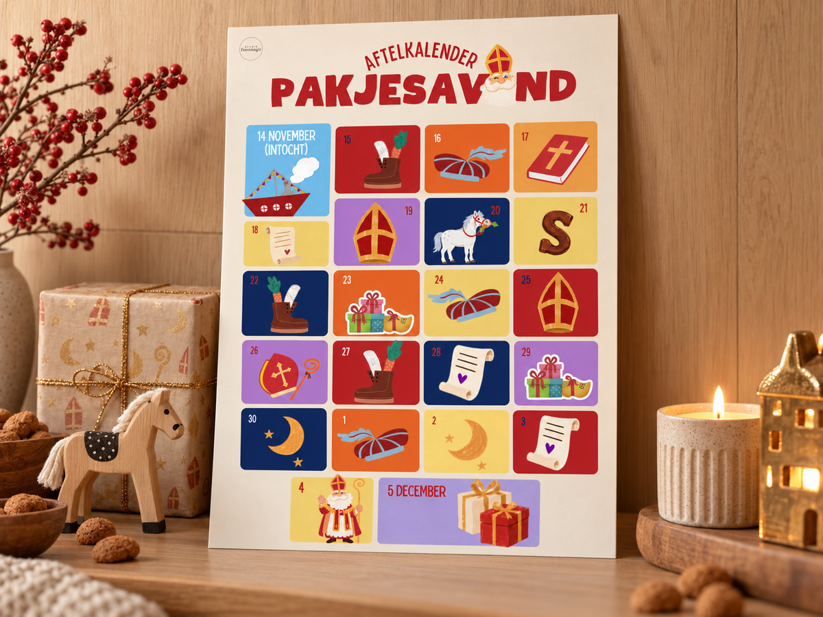 Sinterklaas Aftelkalender. Pakjesavond (14 nov t/m 5 dec)
