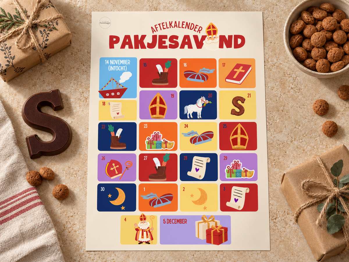 Sinterklaas Aftelkalender. Pakjesavond (14 nov t/m 5 dec)