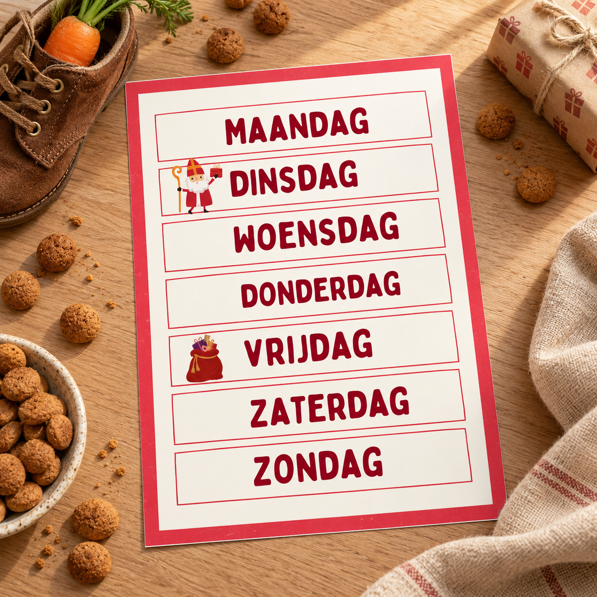 Sinterklaas Schoenzet-schema & Begeleidende Sinterklaas Brief (Bewerkbaar Word-bestand)